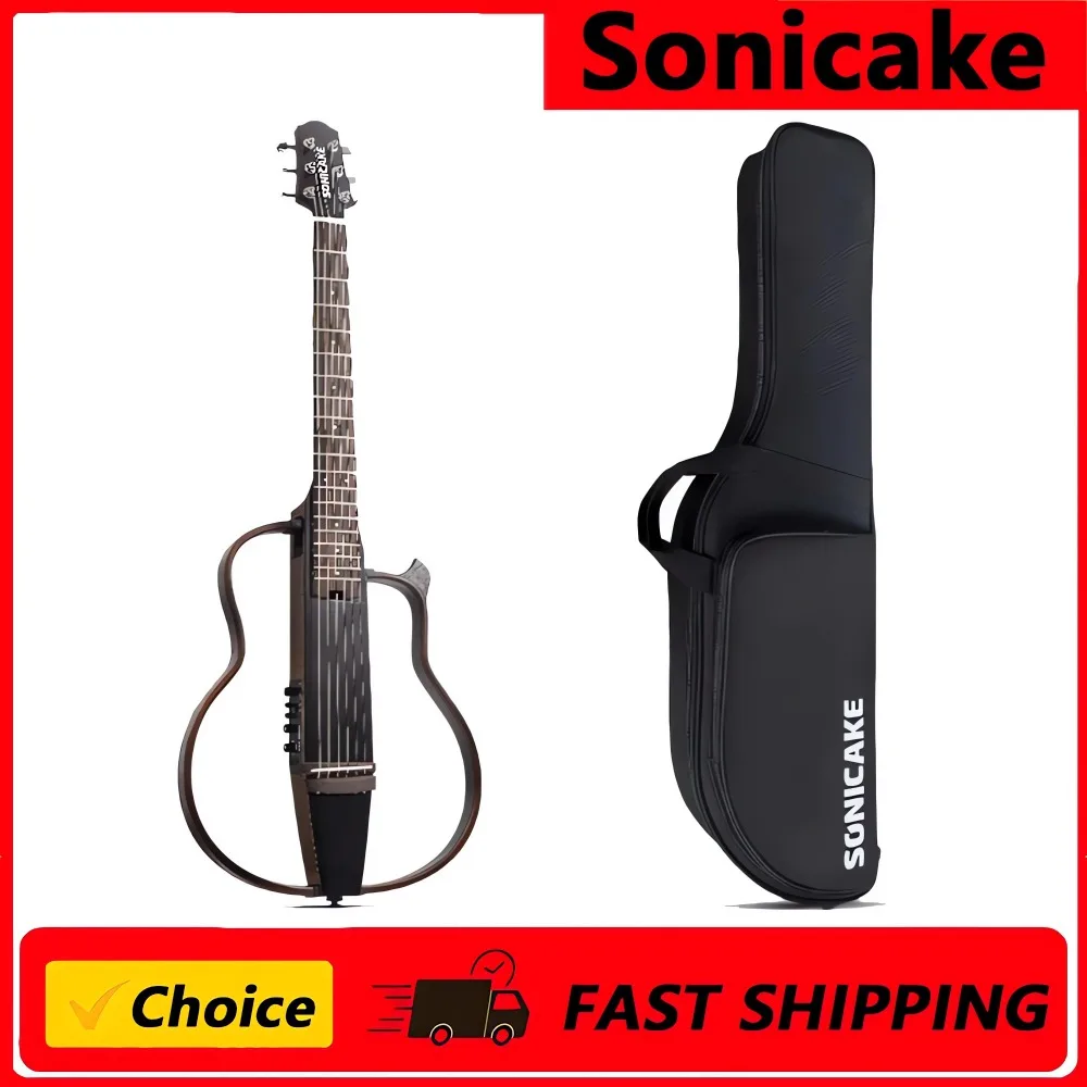 

Портативный акустико-электрический гитарный комплект Sonicake Travel Guitar, корпус из массива красного дерева с легко собираемой подставкой