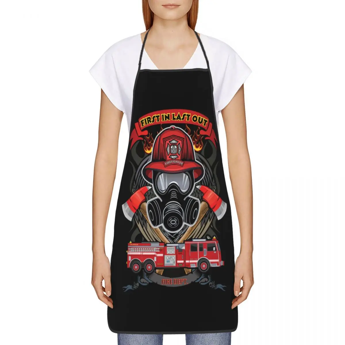 مخصص مريلة خمر الإنقاذ النار اطفاء الجمجمة رجال الاطفاء مآزر للجنسين الكبار الشيف الطبخ المطبخ Tablier المطبخ البستنة