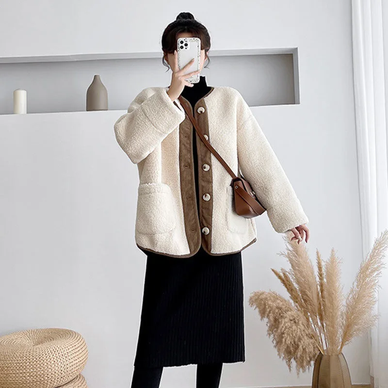 

Autumn and winter 2023 new lamb wool coat for women's explosion high-end plush belly cover top Xiaoxiangfeng coat for women