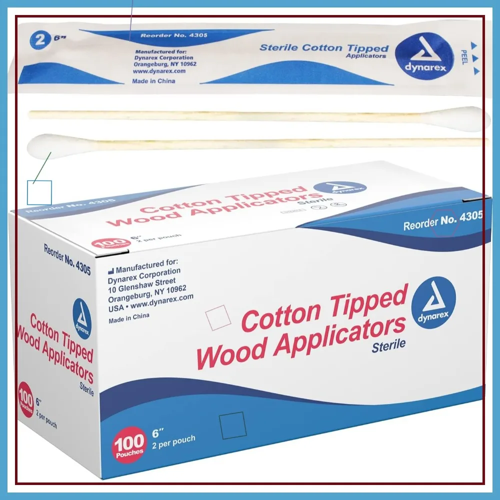 

Sterile Cotton Tipped Applicators 6 Inch, 200 Count for Wound Care, Makeup, Cleaning & Jewelry
