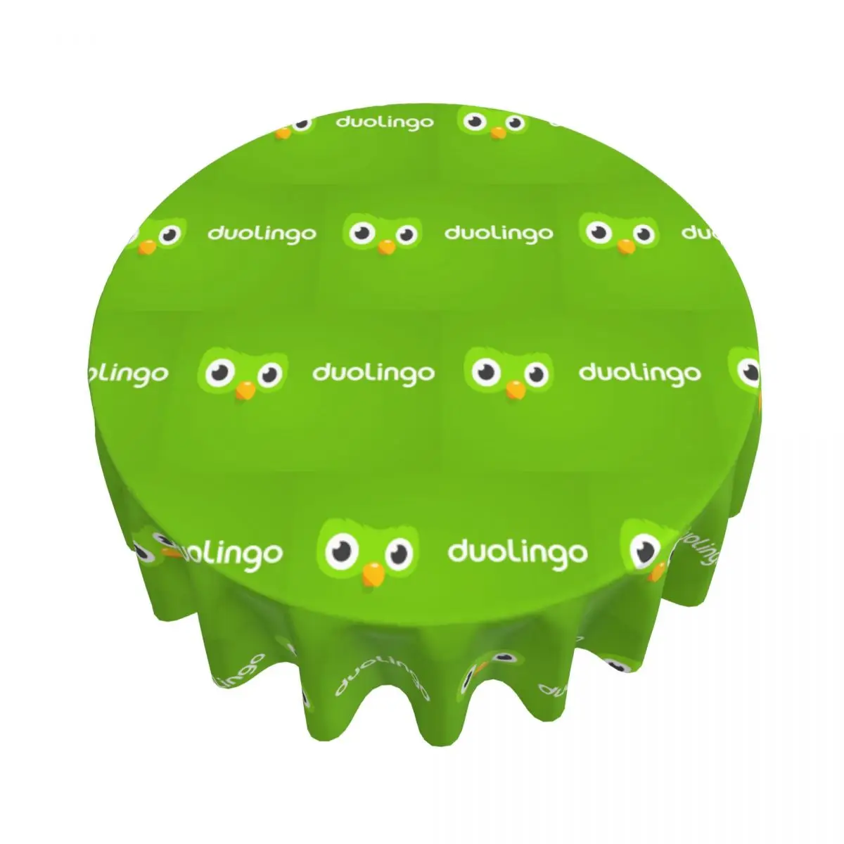 Duolingo Owl Duo Waterproof Round Tablecloth Oilproof Table Cloth for Kitchen Events Dining Table Cover 60 inches