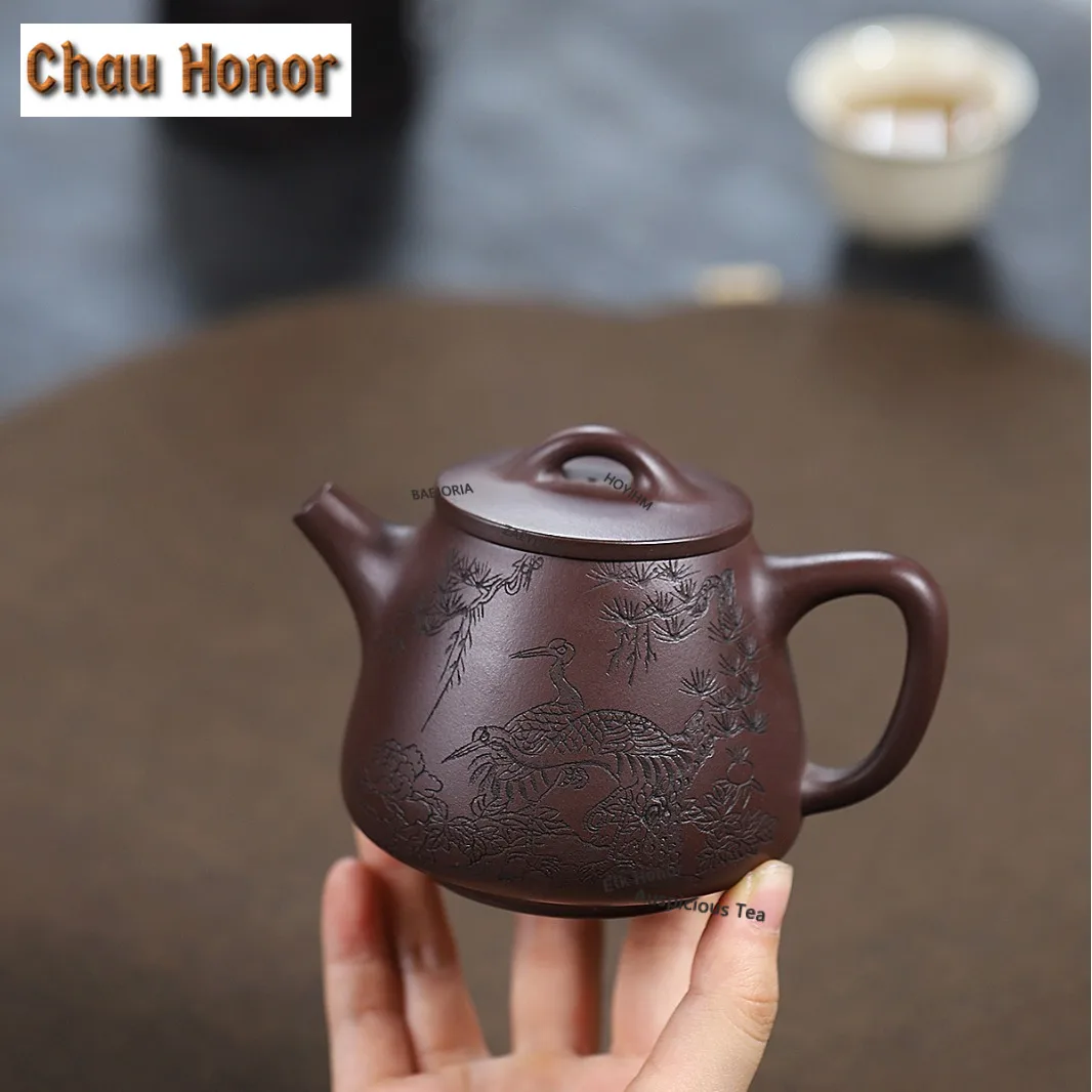 270ml Luxury Yixing Purple Clay Teapots Handmade High Stone Spoon Pot Raw Ore Mud Tea Infuser Kettle Zisha Tea Set Accessories