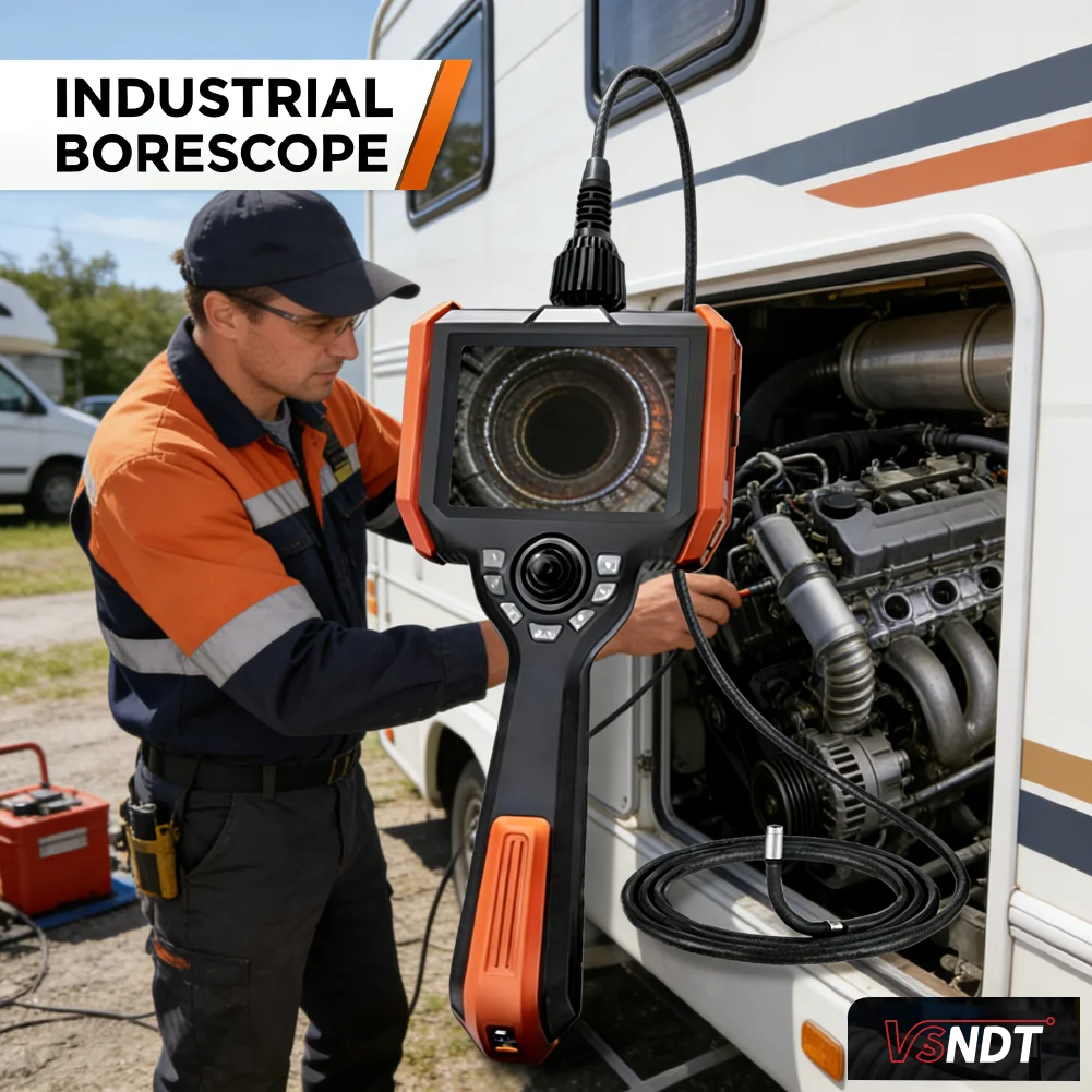 2026 Hot Sale Endoscope Camera HD 360 Articulation IP67 WIFI Optical Fiber 5 Inch Industrial Borescope Videoscope Car Repair