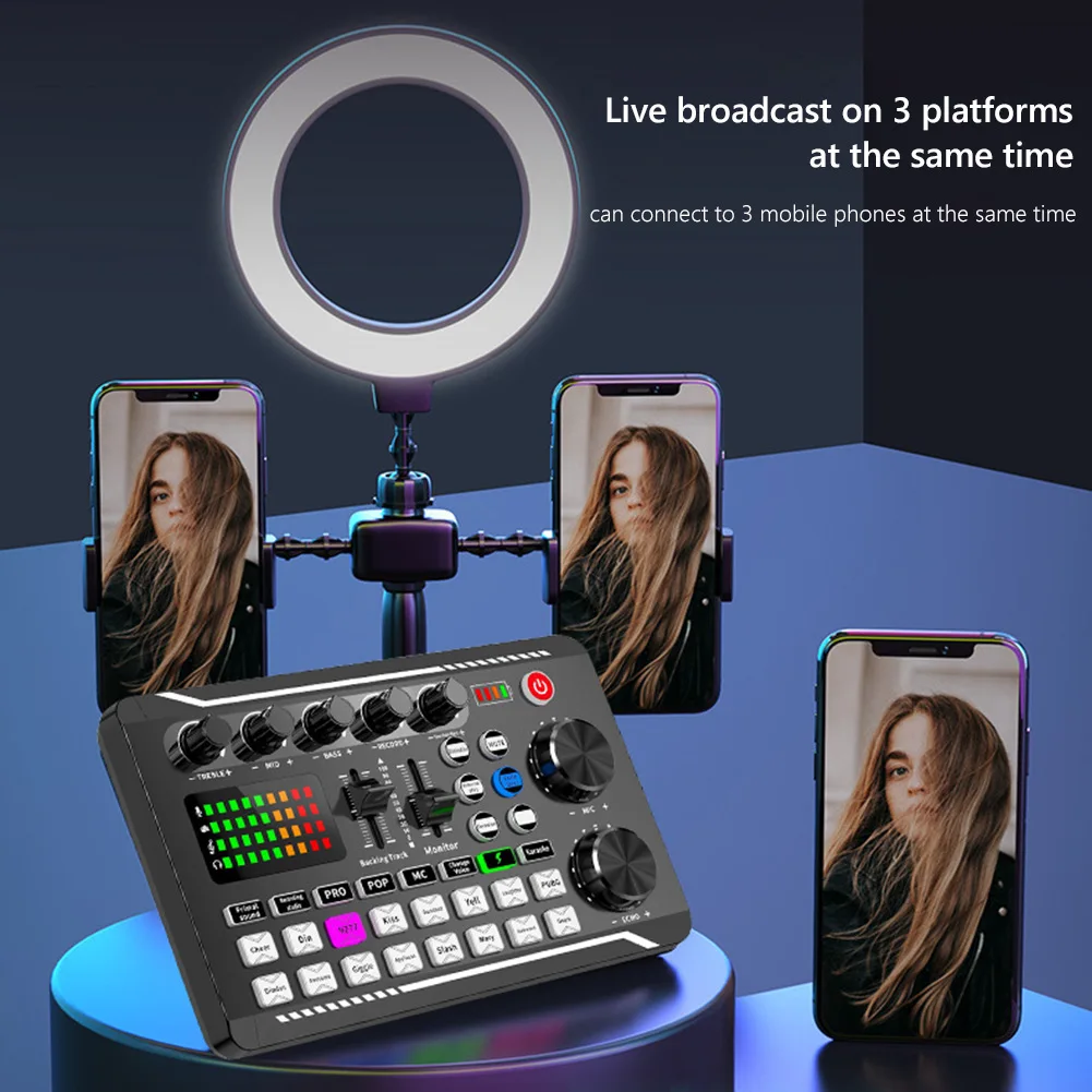 Likheung Live Sound Card and Audio Interface with DJ Mixer Effects and Voice Changer,Bluetooth Stereo Audio Mixer,for Youtube image 4
