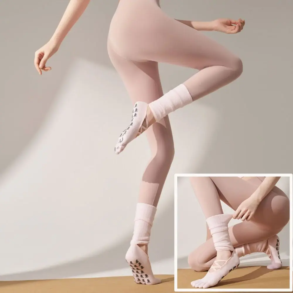 

New Cotton Pilates Socks Breathable Sweat-absorbent Strappy Grip Sock Non-Slip Grip Harajuku Street Yoga Socks