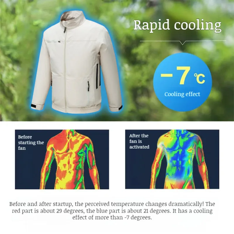 Hot Weather Worker Fan Clothes Men Air conditioningClothes Long sleeve refrigeration cooling fan Jacket Air-conditioned clothing