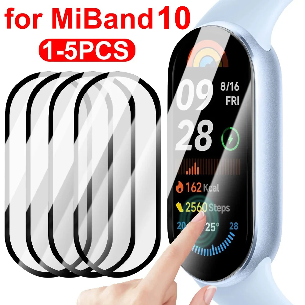 

Suitable for Xiaomi Miband 10 Screen Protectors 9D Curved Full Coverage Anti-Scratch Protective Films for Mi Band 9 Watch Cover