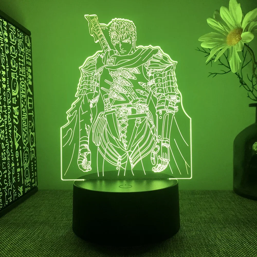 Anime Led Light Berserk Guts Figure for Bedroom Decorative Night Light Birthday Gift Kids Room 3d Table Lamp Manga Berserk