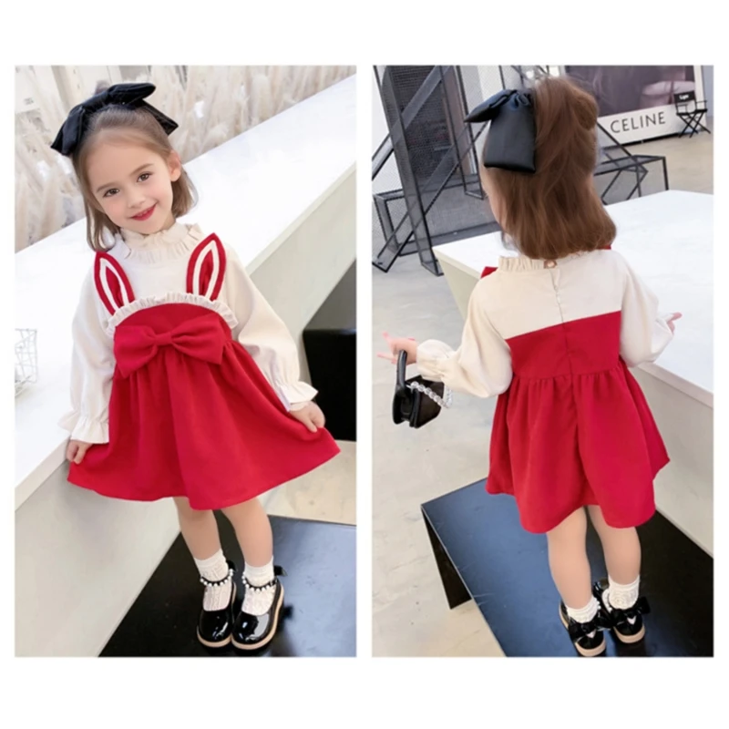 Baby Girl Dress Clothes Spring Long Sleeve Cute Bow Princess Dress Elegant Kid Costume Toddler Vestidos Infant Outfit Girl A1169