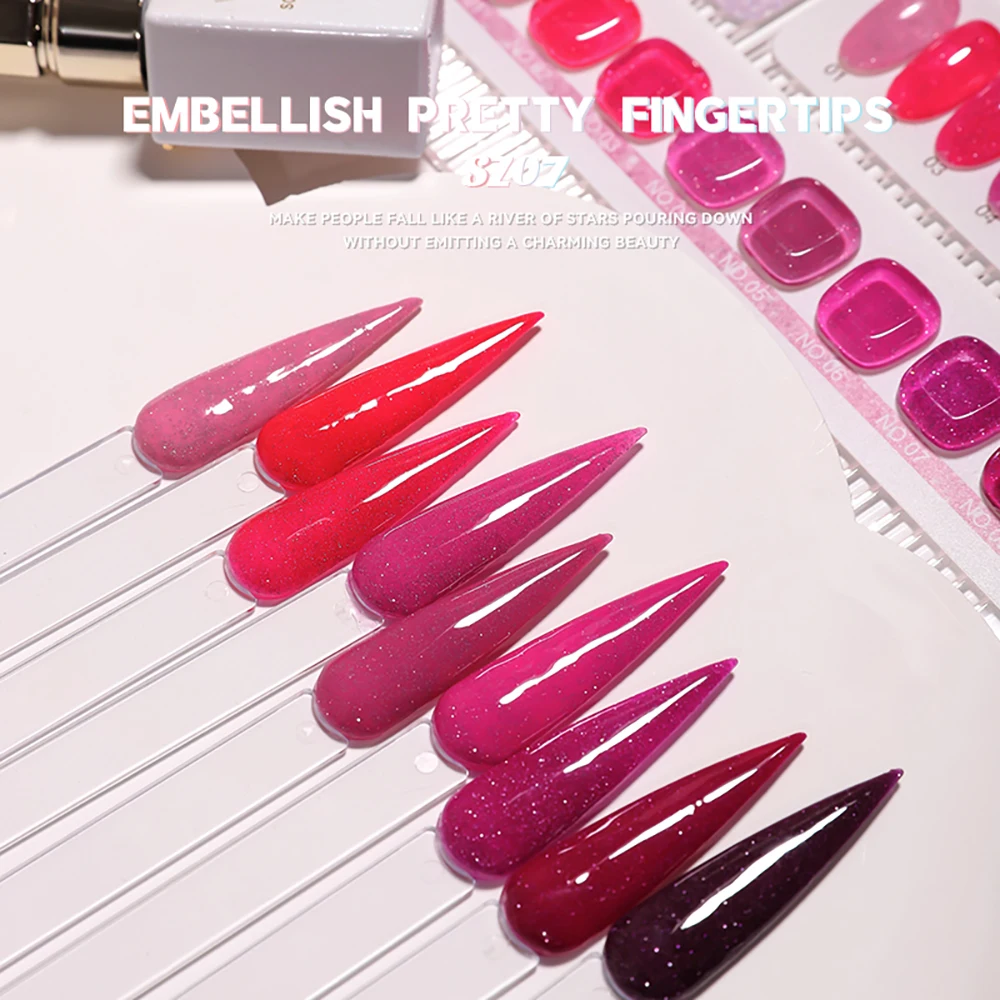Vendeeni 9 Farben Rosenrot Pink Glitzernder Diamant-Gel-Nagellack UV Soak-Off Gel-Lack Semi-Permanenter Gel-Lack – Detail 15