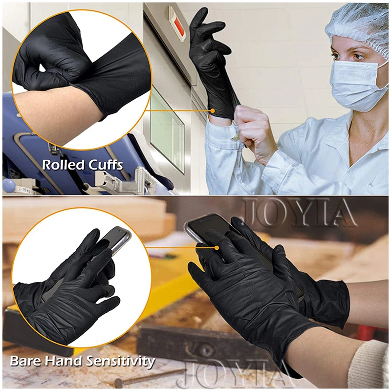 Black Disposable Nitrile Gloves 50 100pcs Latex Powder Free Small Medium Large Pink Tattoo Glove For Work Kitchen Cooking XS XL