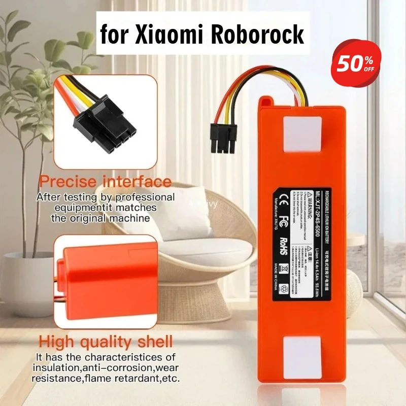 

BRR-2P4S-5200S Robotic Vacuum Cleaner Replacement Battery for Xiaomi Roborock S55 S60 S65 S50 S51 S5 MAX S6