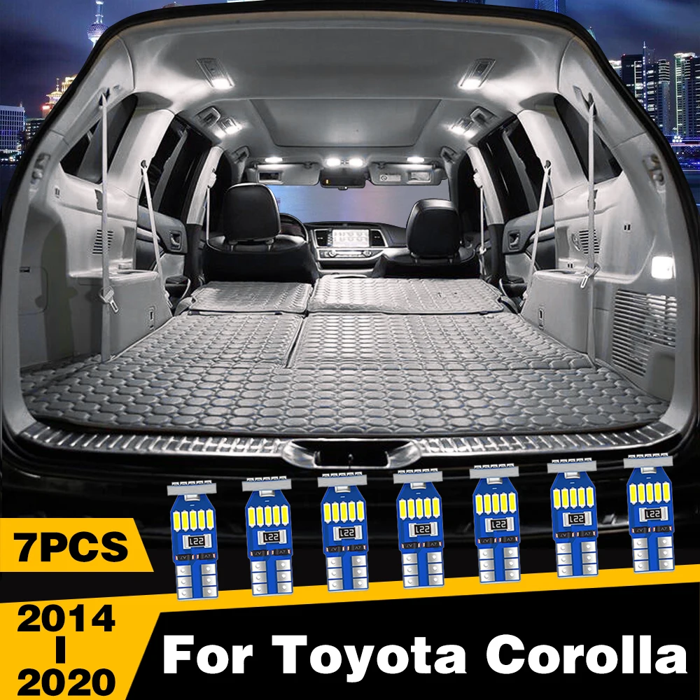

7 Pcs White Ice-Blue Color LED Highlight Car Interior Dome Reading Light Roof Lamp For Toyota Corolla 2014-2020 Accessories