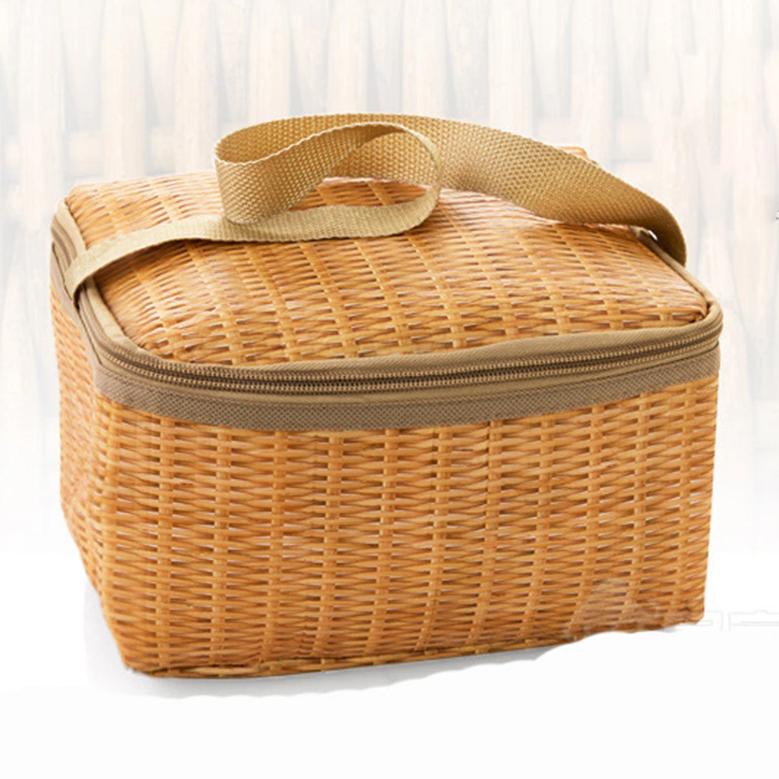 

Стильная складная изолированная сумка для обеда с ротанга, сохраняющая тепло и прохладная сумка для обеда, утолщенная водонепроницаемая изолированная сумка для обеда