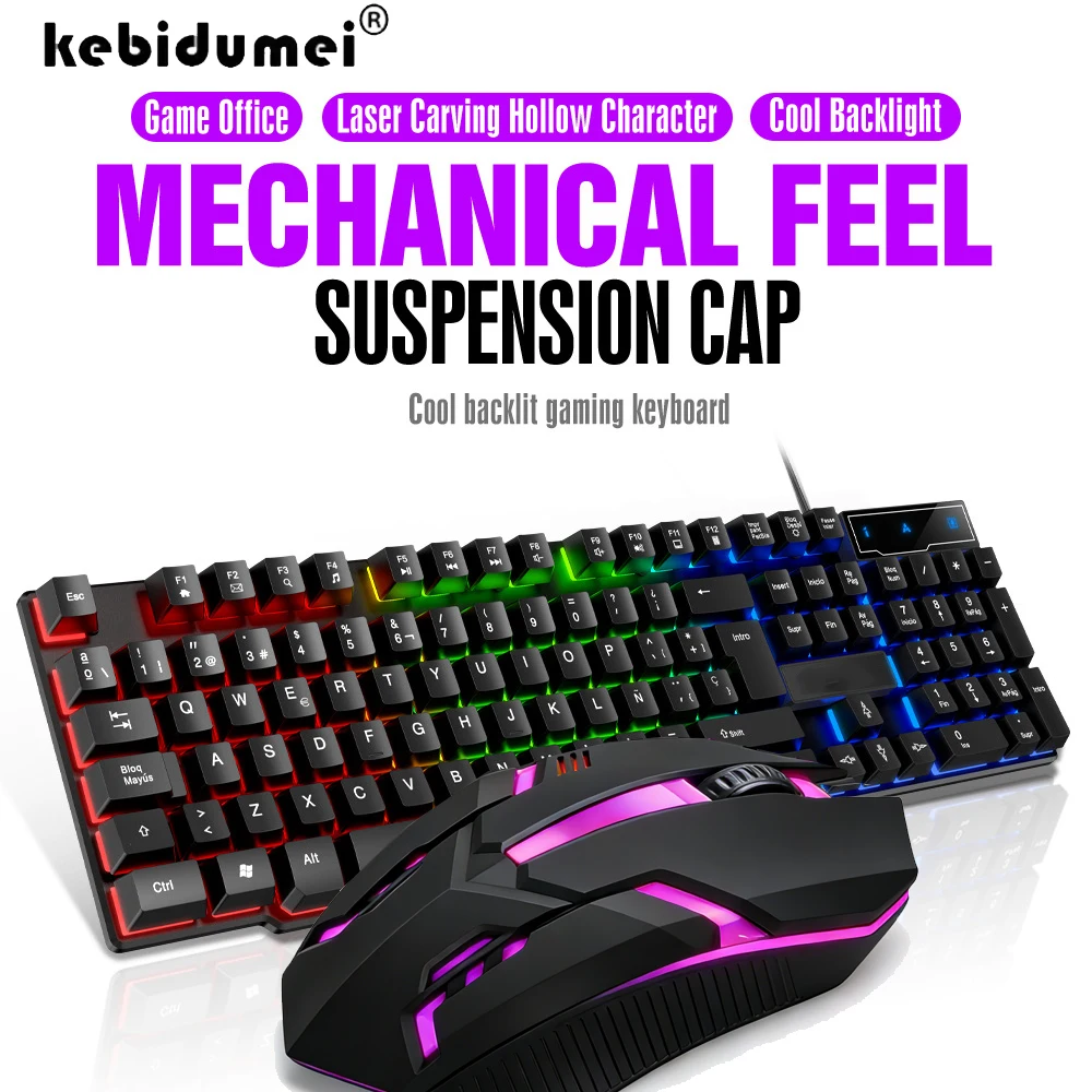 Teclado com fio usb rgb cor teclado para jogos teclado de sensação mecânica 104 teclas teclado padrão para computador portátil windows