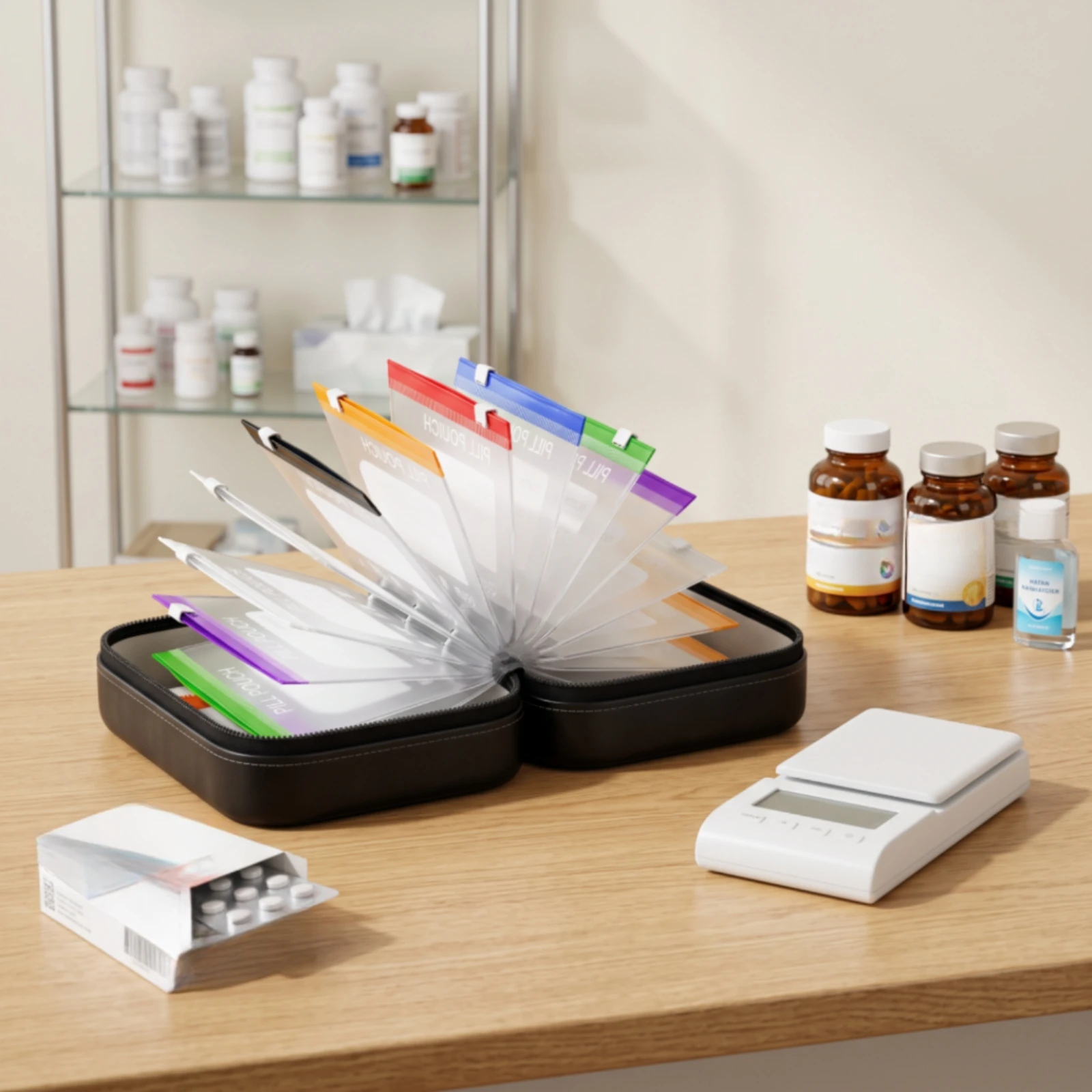 Medication Organizer Case with Pouches Padded Zippered Medication Bag Travel Medicine Holder Lightweight Zippered Storage Case