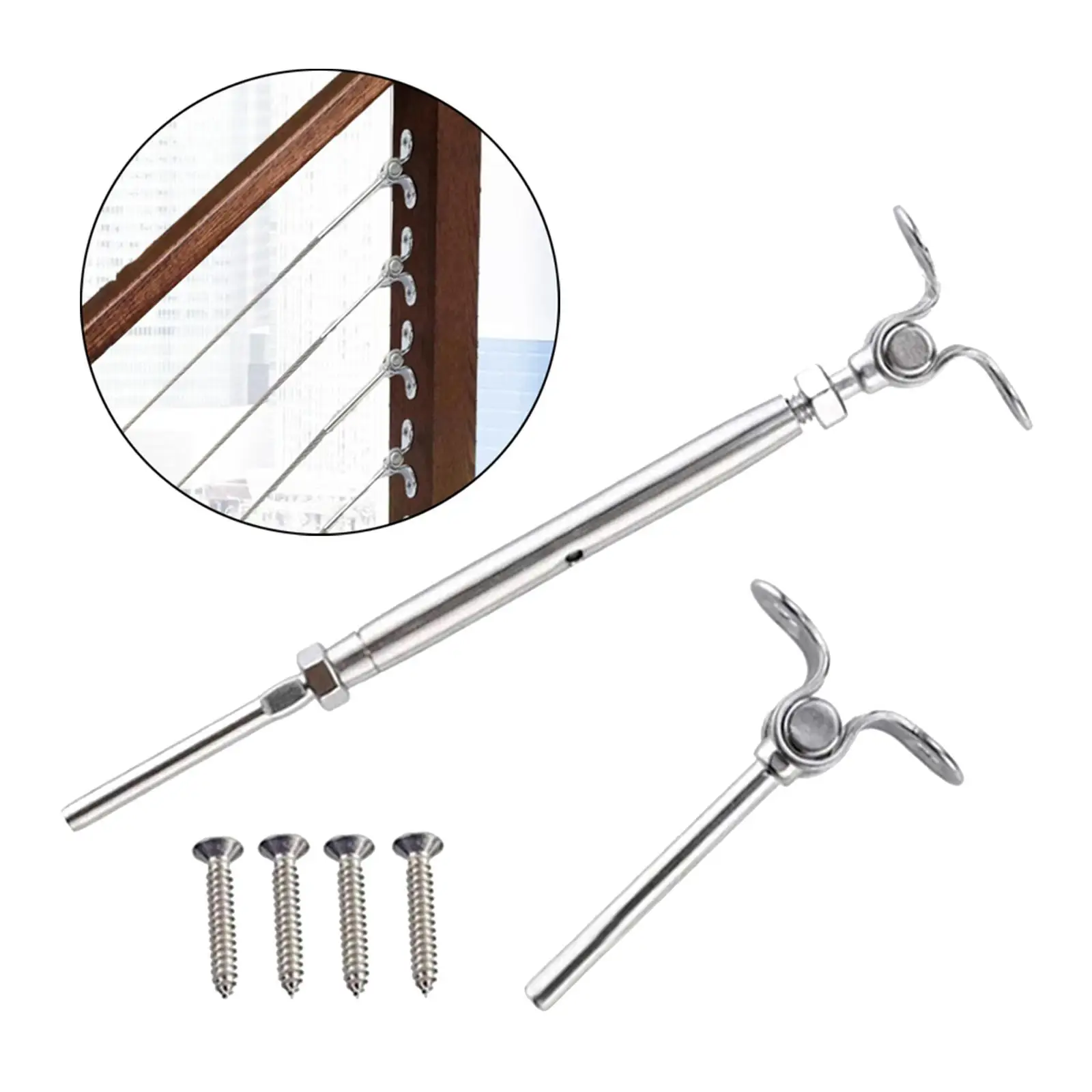 

Cable Railing Kit for Wood Post Adjustable Angle Easy to Use Sturdy for 1/8" Steel Cable for Repairing Indoor Stair Railing