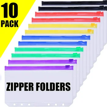 6/12 Stuks A6 Maat 6 Gaten Bindmiddel Zakken Transparante Rits Mappen Losse Bladzakken Waterdichte Pvc Pouch Document Archivering Opslag