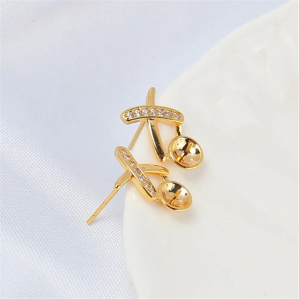 

Gold Plated Pearl Earring Settings, DIY Jewelry Making Supplies, Blank Ear Stud Bases for Handmade Accessories, 1pair No Pearl