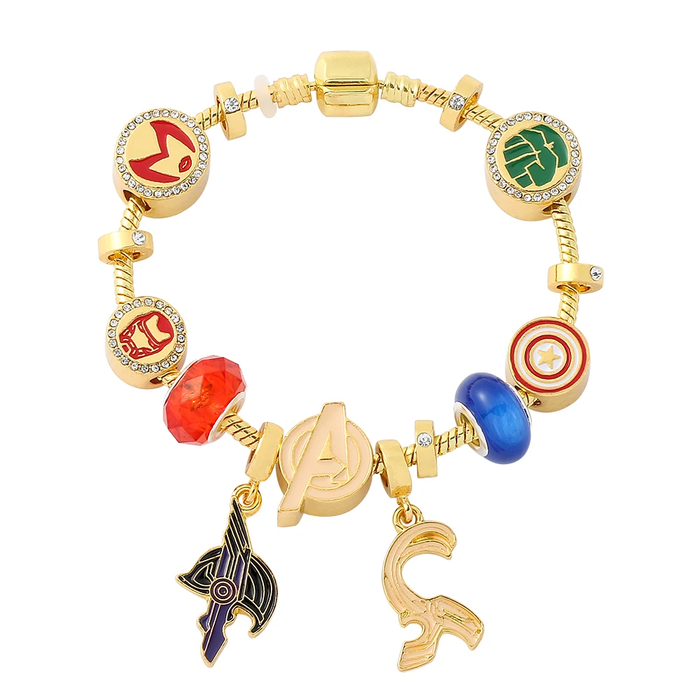 Disney Marvel Avengers Charms Bracelet for Kids Iron Man Hulk Loki DIY Original Jewelry Bracelets Y2k Aesthetic Gift