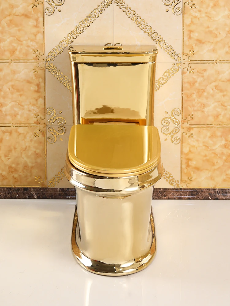 Personalized Luxury Gold Flush Toilet Creative Color Toilet Deodorant Ceramic Mute Toilet Siphon Super Swirling-Style