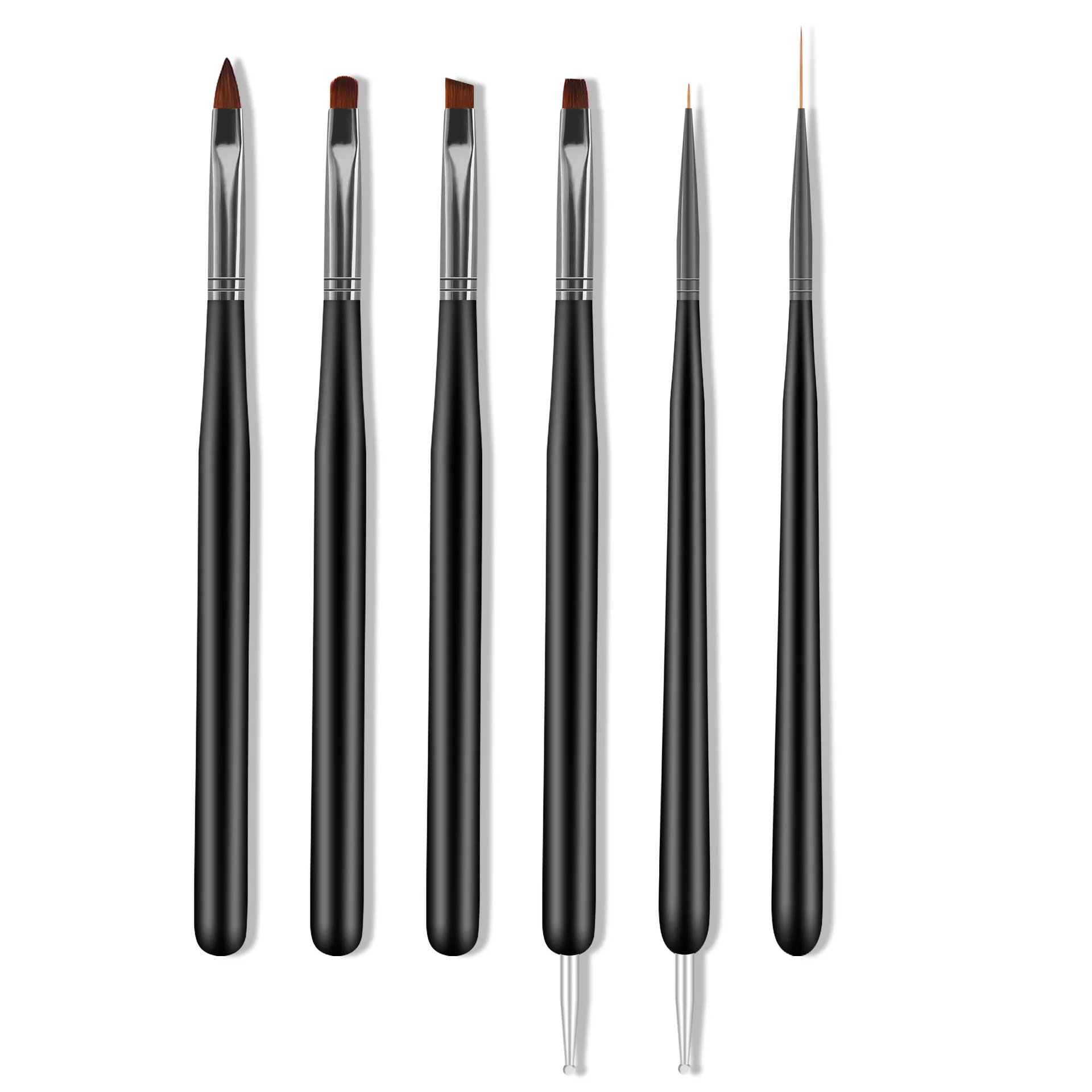 6pcs Nail Art Brush Set Nail Line Painting Drawing Flower Pen Nails Painting Carving Dotting Pen for DIY Nail Salon