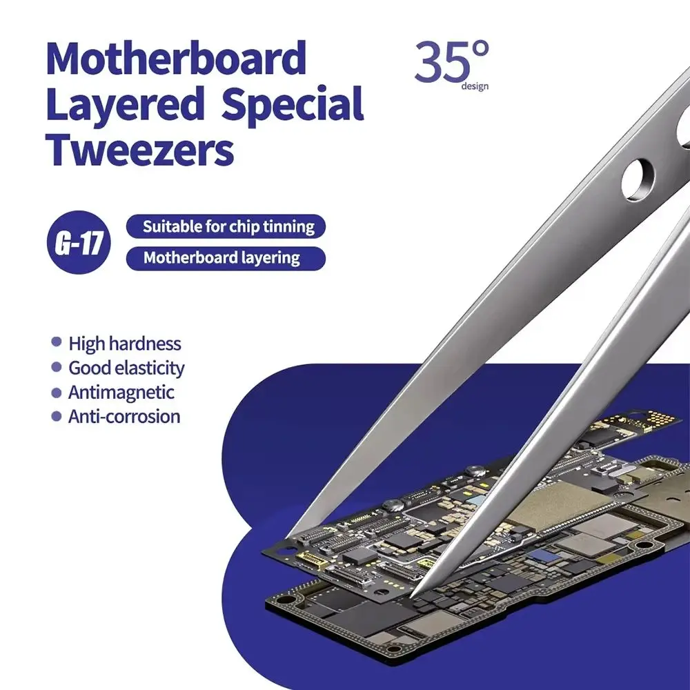 Mechanic G-17 Motherboard Layering Tweezers Stainless Steel Non-magnetic Non-slip for Phone BGA Layering Soldering Repair Tool
