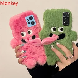 Cartoon Funny Tongue Out Case For Xiaomi Redmi Note 12S 11S 10S 9S 13 12 11 10 9 9T 9A 9C 13C 12C 10A 10C Plush Soft Fluffy Case