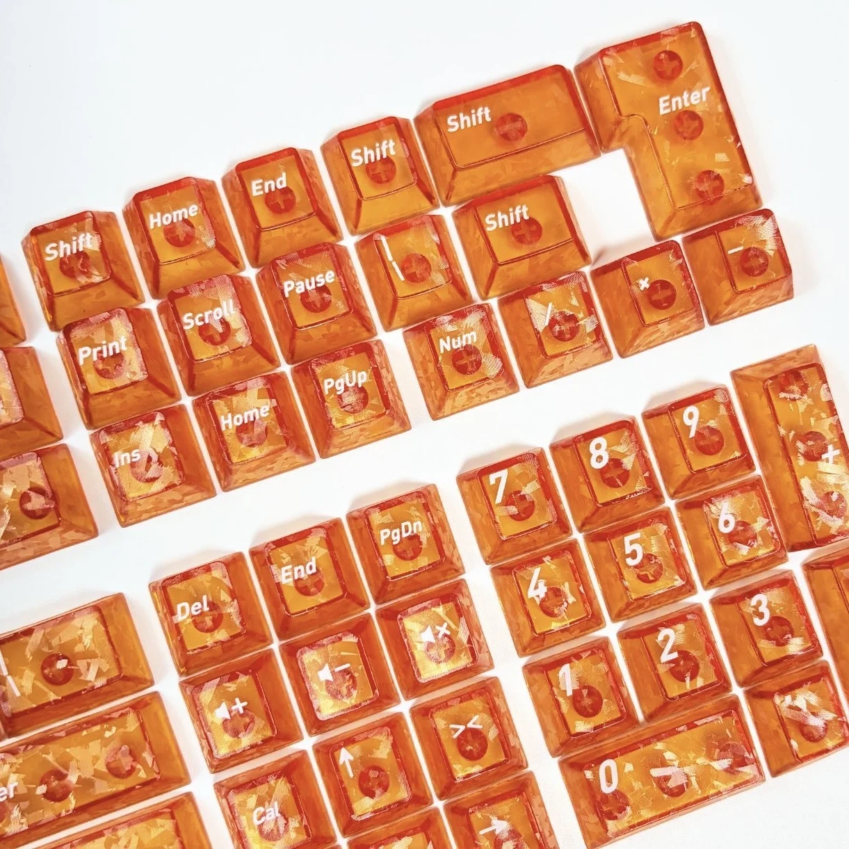 Orange Forged Carbon Fiber Keycaps, Backlit Shine-Through,Wear-Resistant，Cherry Profile, Magnetic Switch Compatible