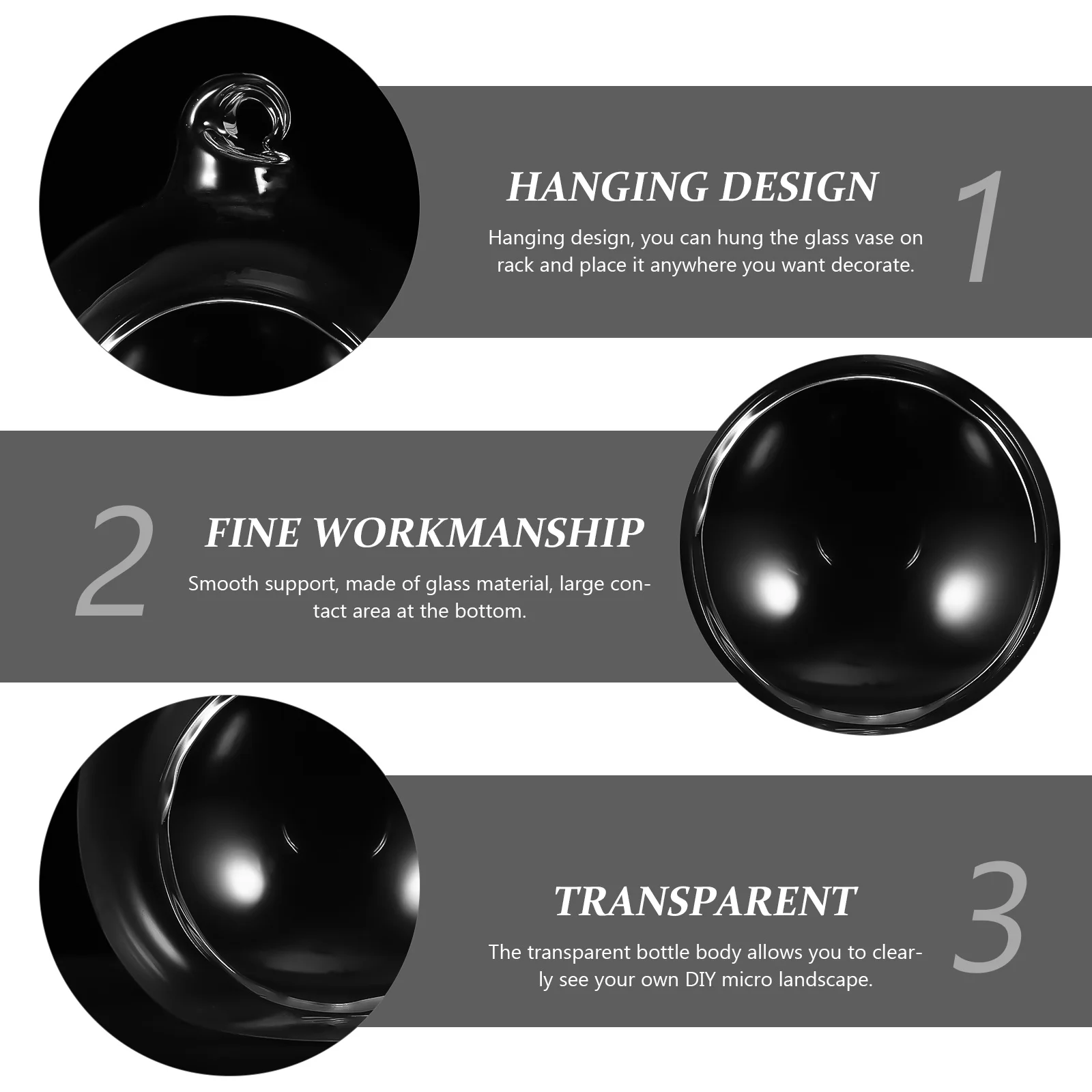 

6Pcs Glass Ball Hanging Planter Transparent DIY Micro Landscape Bottle for Home Office Decor Small Space Indoor Garden