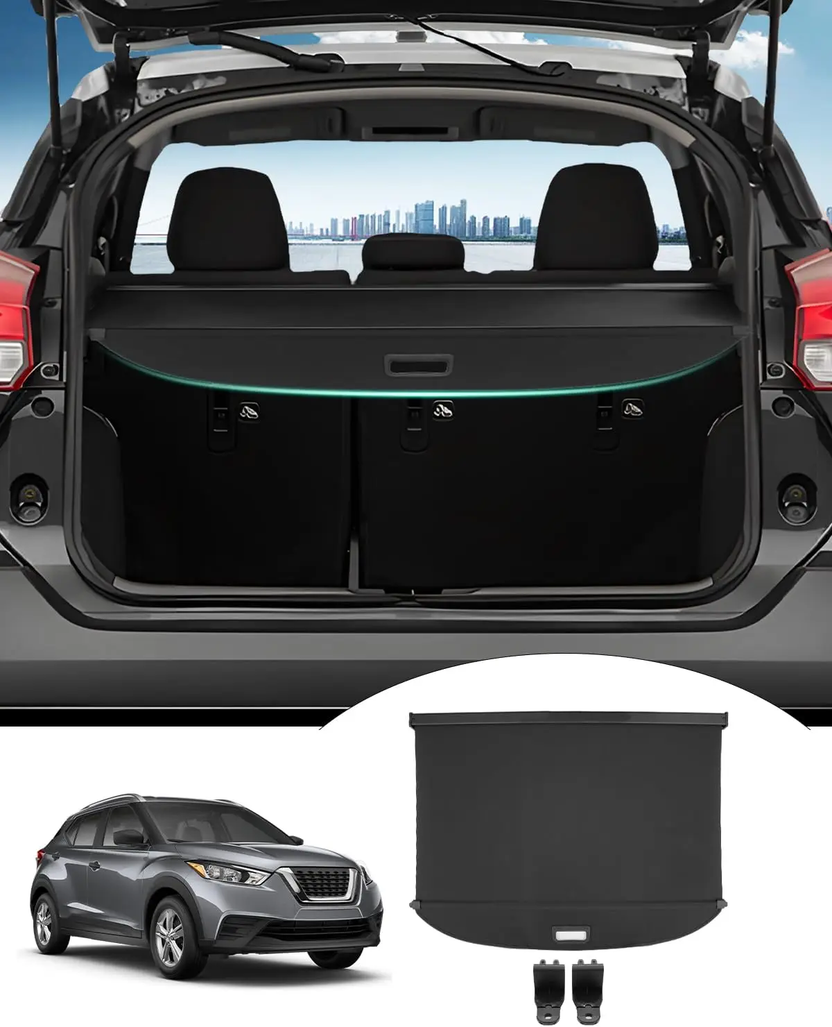 

Retractable Trunk Cover for Nissan Kicks 2018-2024, UV Protection & Easy Install