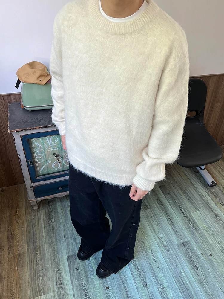 

American Sle Cleanfit round Ne Mink Sweater Men's Autumn Winter Lazy High-End Knitted Base Layer Top Casual Wear