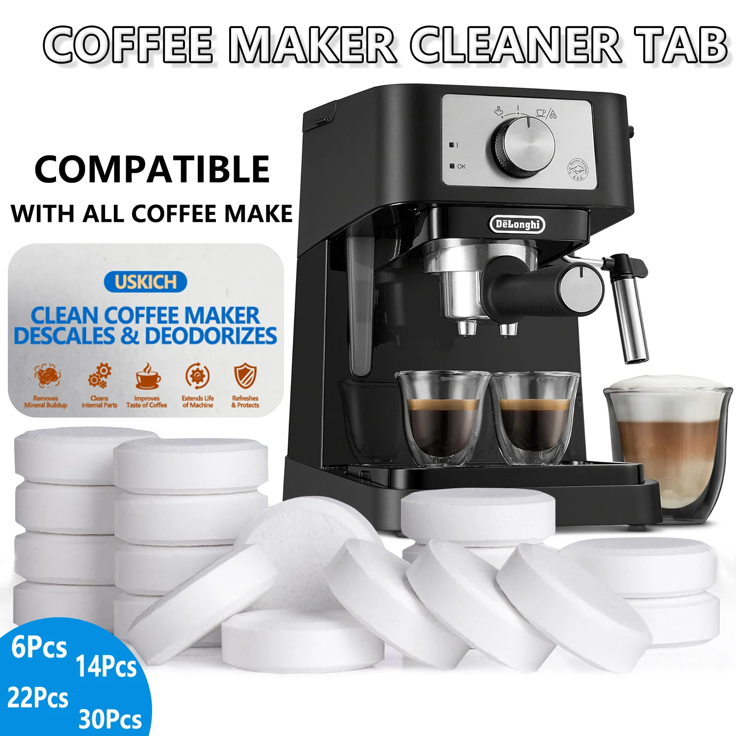 Brausetabletten zur Reinigung von Kaffeemaschinen, Sojamilchmaschine, Kochmaschine, Entkalkung, Reinigungstabletten