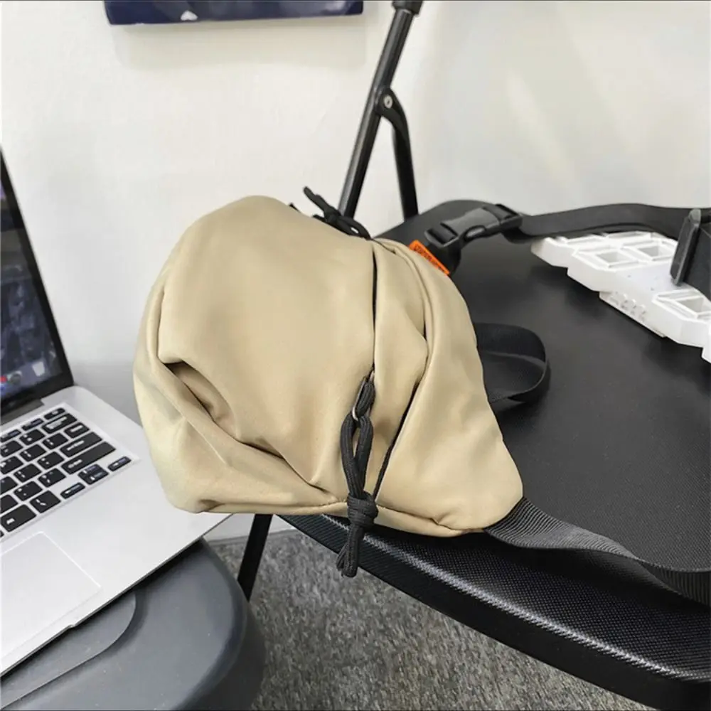 Solid Color Men Shoulder Bag Casual Nylon Zipper Sports Chest Bag Storage Pounch Large Capacity Travel Mini Backpack