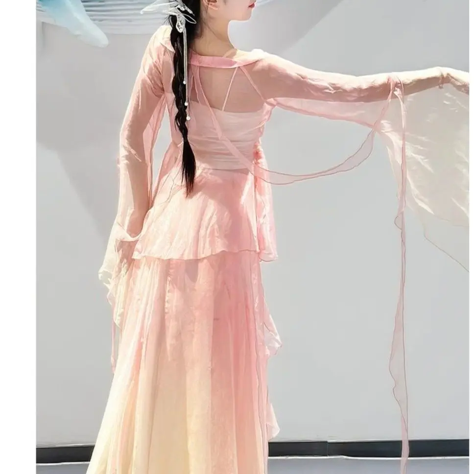 Elegant and Fairy New Classical Dance Performance Training Clothes for Women's Chinese Style Dance Gauze Clothes