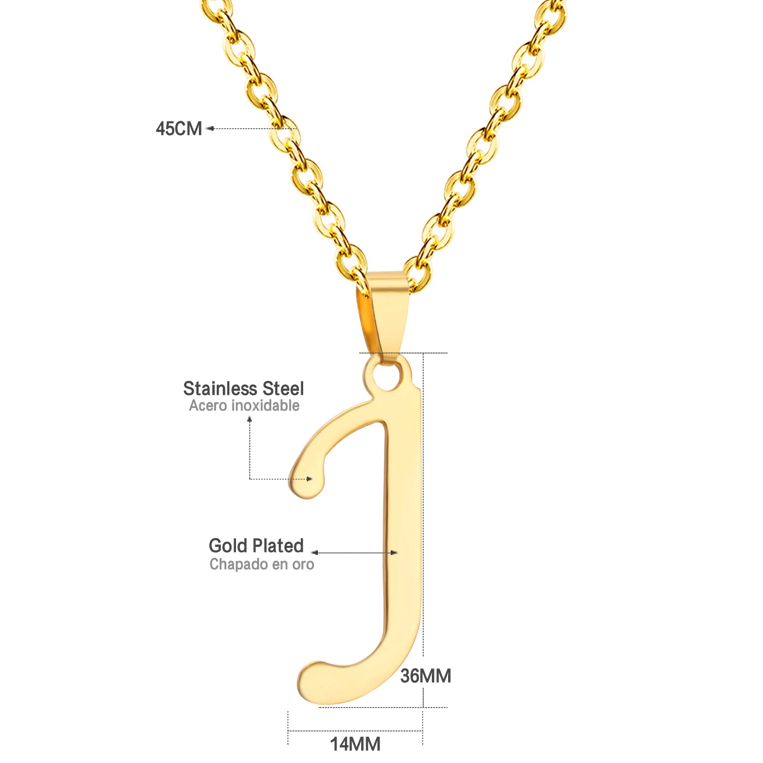 LUXUSTEEL Stainless Steel Initial Letter A-Z Pendant Necklace For Women Men Gold Color Personalization Choker Jewelry Gifts