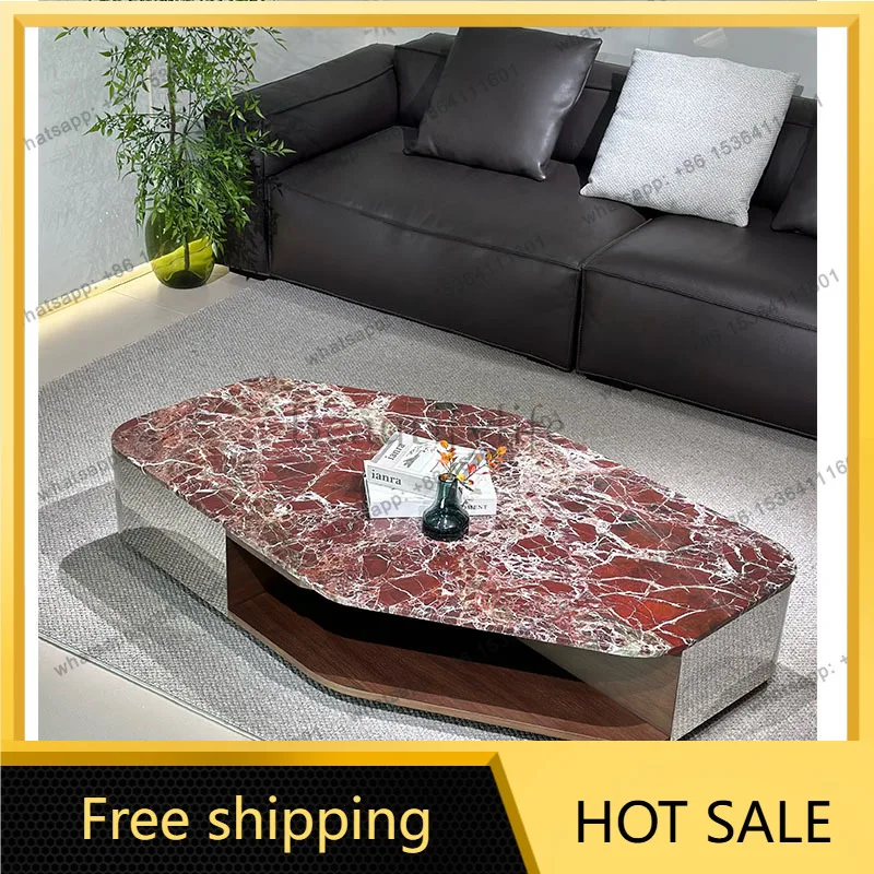LS Minimalist Light Luxury Stone Coffee Table Designer Living Room Advanced Sense Special-shaped Simple Rectangular Coffee Table