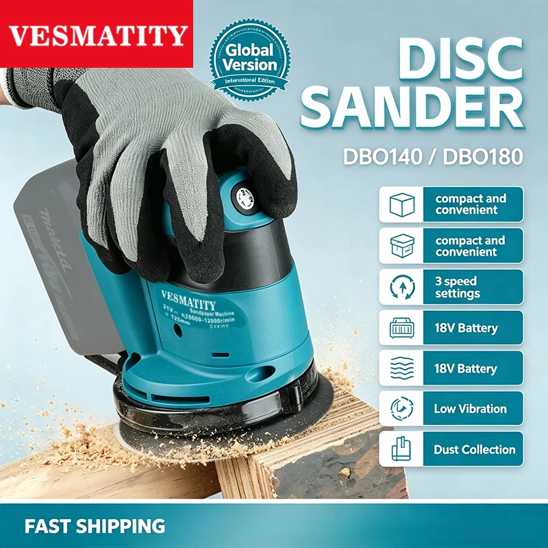 BO180Z Cordless Random Orbital Sander for Woodworking Putty Polishing - Bare Tool for DIY Professional Use For Makita Battery