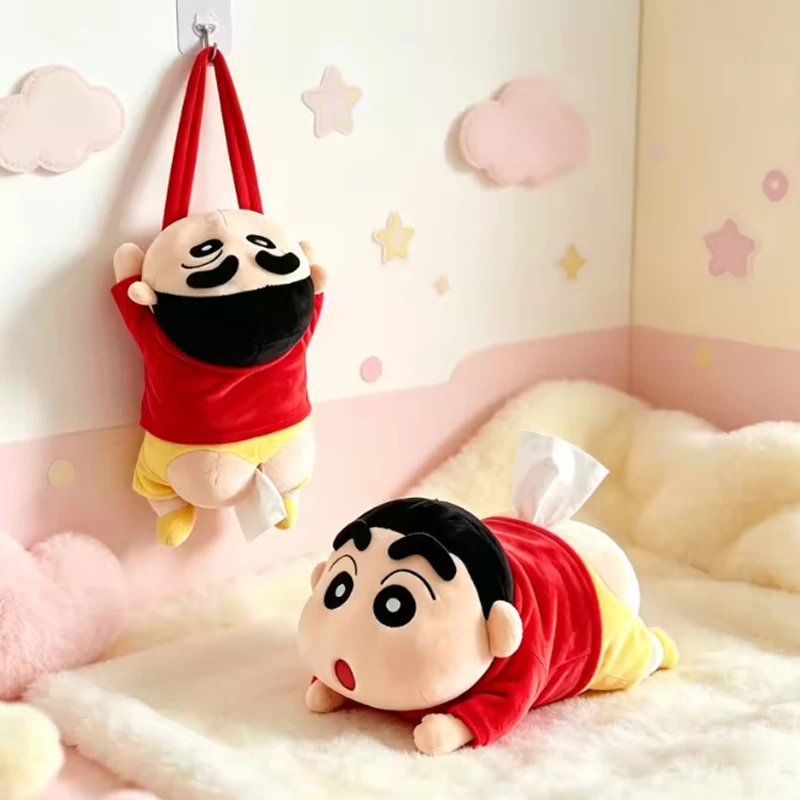 Cute Lying Down Crayon Shin Chan Figurine Tissue Box Car Decor Pendant Collectible Figure For Home And Vehicle