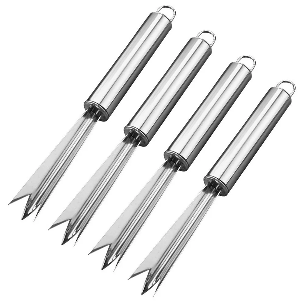 

4Pcs Premium Stainless Steel Pineapple Peeler Fork Combo Efficient Pineapple Eye Remover Quick Fruit Peeling Tool for Home