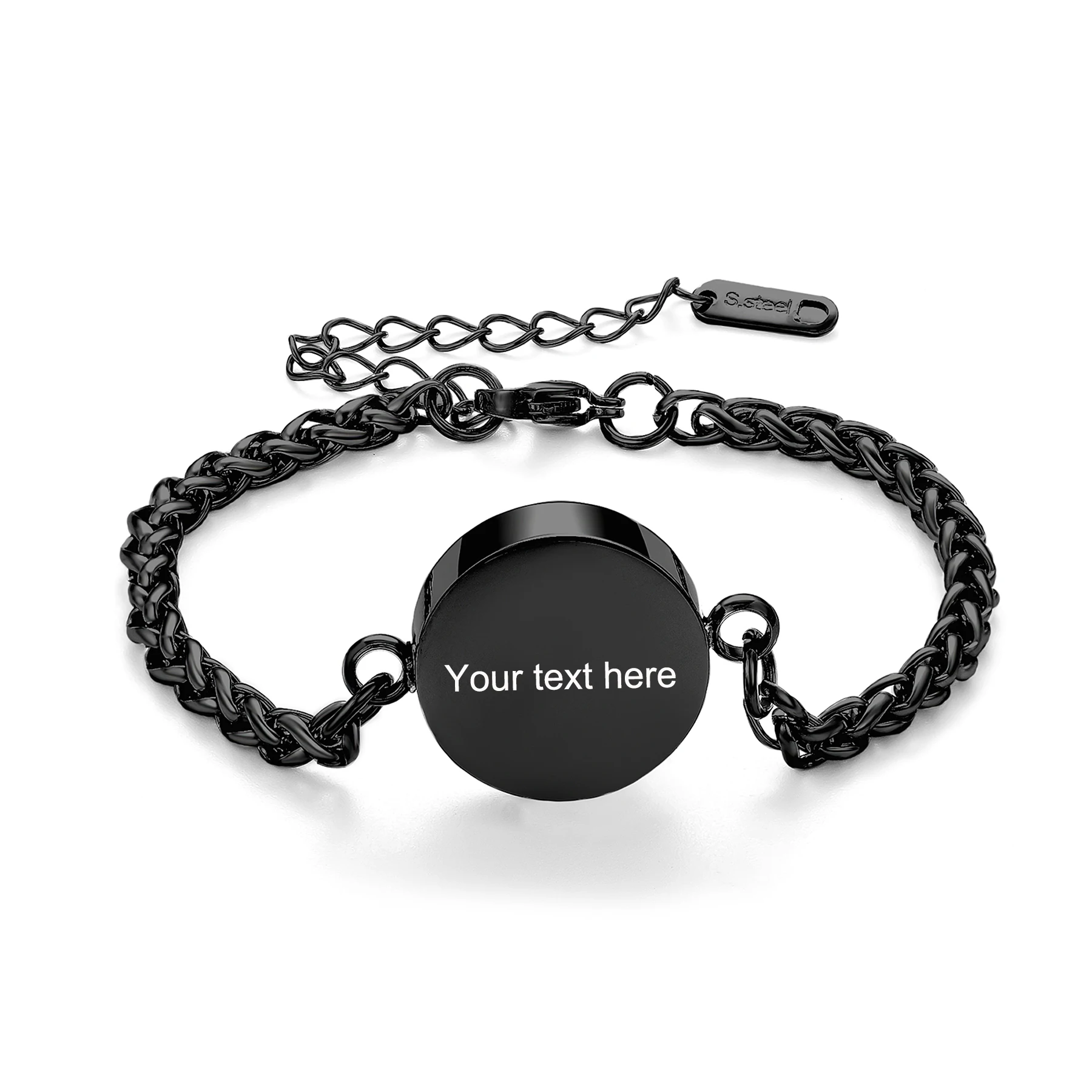 Maßgefertigtes Rundes Charm-Armband für Asche, Edelstahl-Erinnerungsstück für die Einäscherung, Gedenkarmreif für die Aufbewahrung von menschlicher oder tierischer Asche – Detail 10