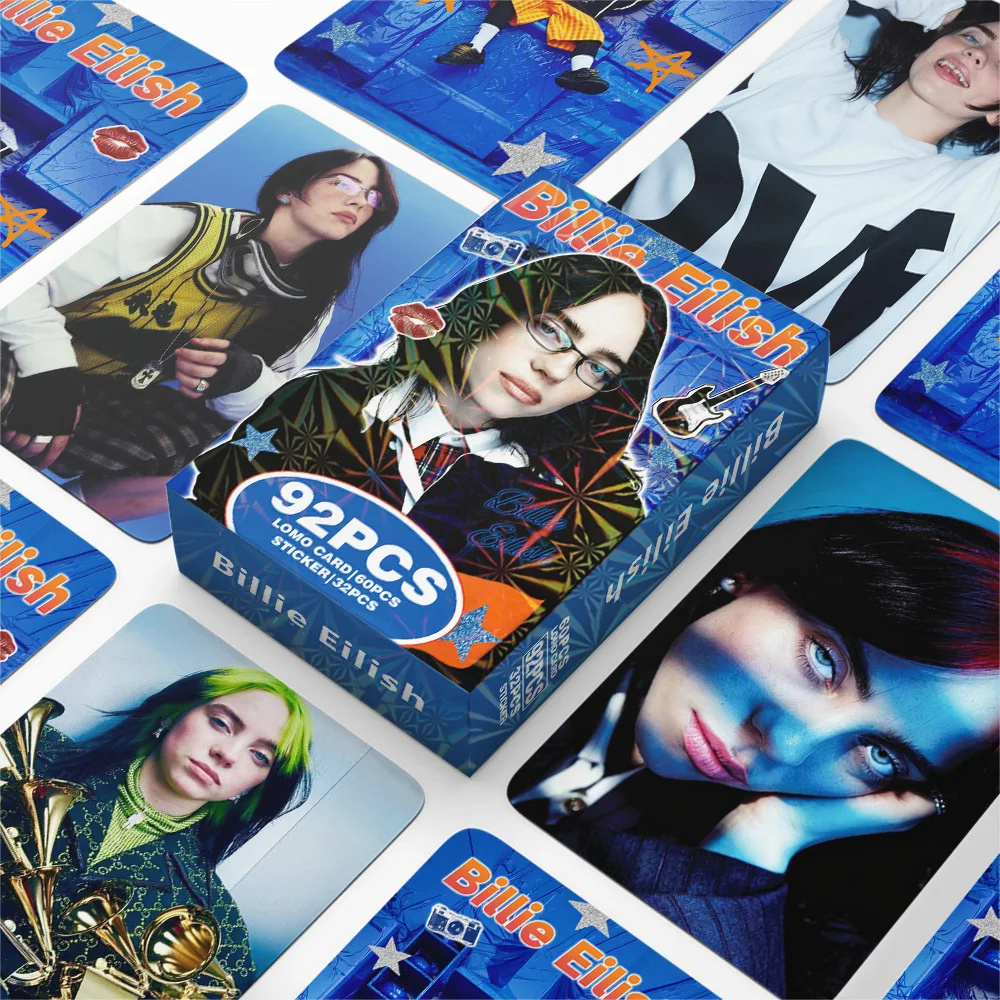 2026 Nuevo Set de 92 Tarjetas Fotográficas Mini de Billie Eilish Estilo Europeo y Americano, Tarjetas Coleccionables para Fans, Postales, Tarjetas LOMO