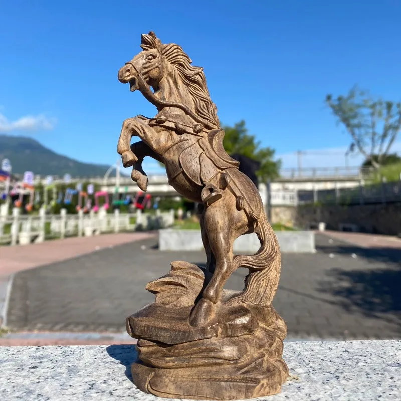 

Скульптура из цельного дерева Galloping Horse, домашний декор Success Art, украшение для офисной столешницы, благоприятный бизнес-подарок