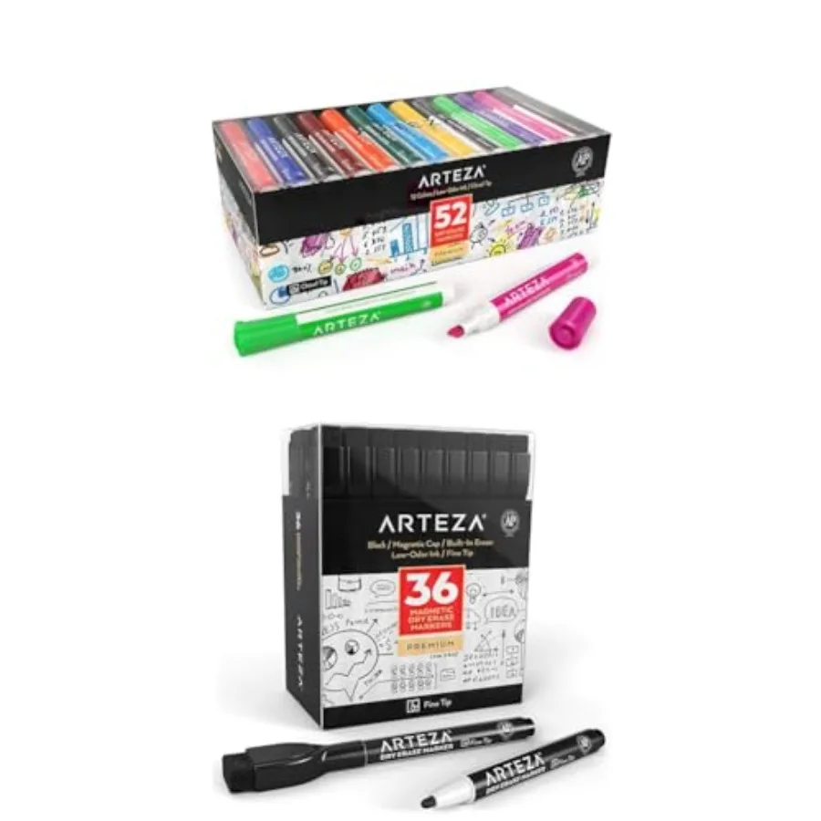 

Набор маркеров для сухого стирания (52 шт.) и черные маркеры для сухого стирания с ластиками (36 шт.)