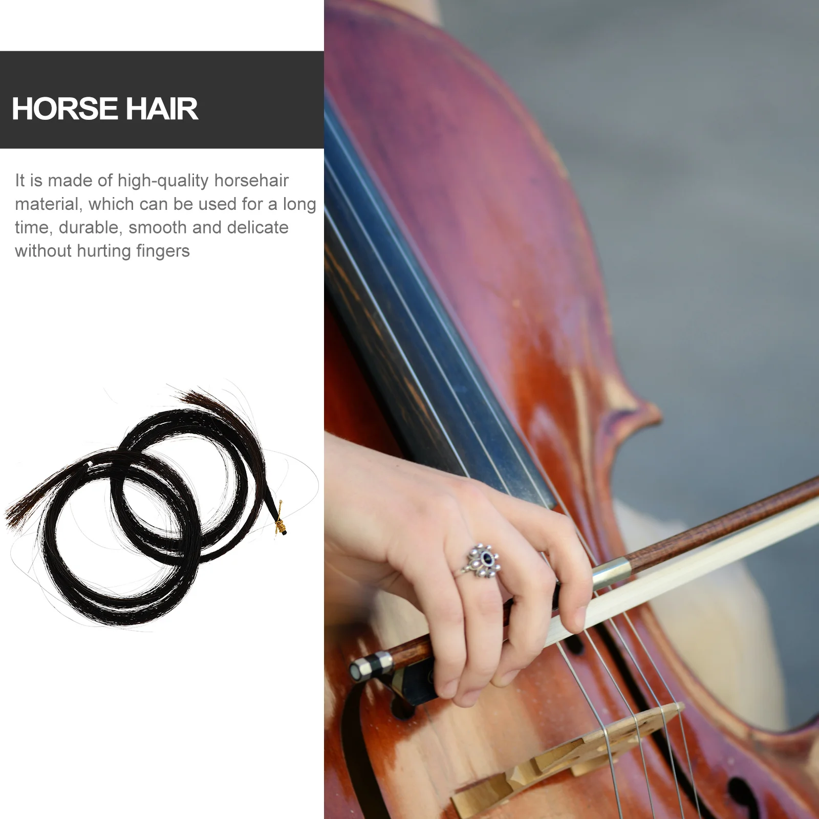 

2pcs Horse Hair 2 Bundles Supply Black For Instrument Accessories String Music Parts Viola Bow Hair Viola Supply