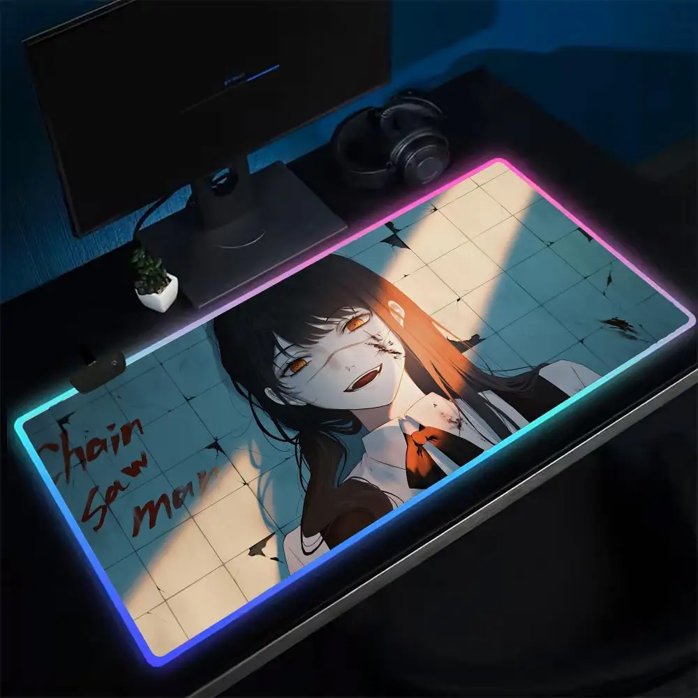 W-War D-Devil Mouse Pad Anime Gaming Mouse Pad LED Table Pads Backlit Rubber Desktop XXL RGB Desk Mats