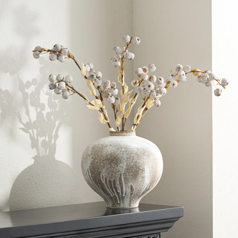 

A1 Retro Ceramic Bottle Flower Vase Chinese-style Earthenware Pot Handcrafted Rough Pottery with Irregular Paint Flowerpot