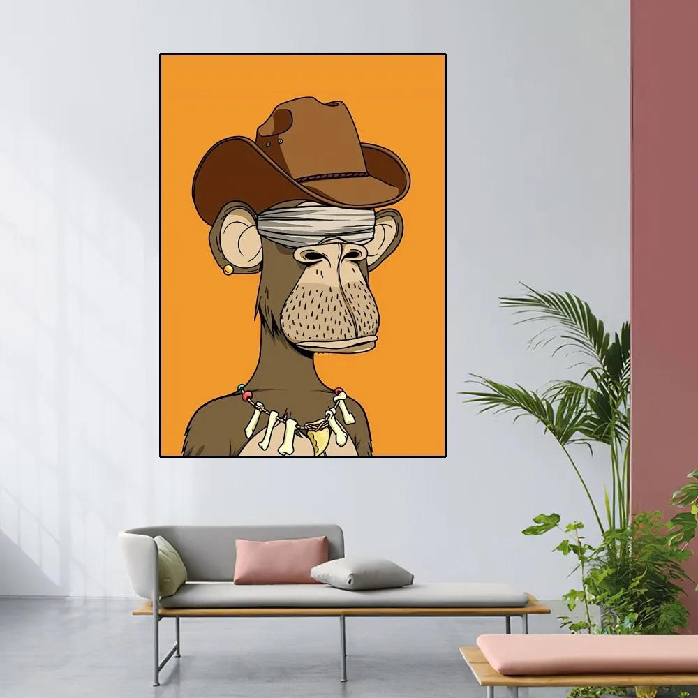 Creative Cartoon Monkey Bored Ape Poster Home Room Decor Livingroom Bedroom Aesthetic Art Wall Painting Stickers