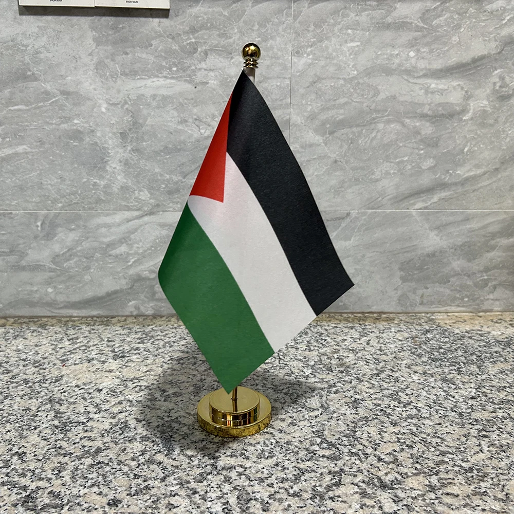 （TIKI FLAG）Office Desk Flag Palestine Flag 14x21cm polyester Desk Ornaments Flags Palestine Country Banner for decoration