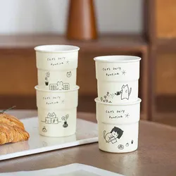 225ml Print Mug Coffee Cup Simple Cute Cat illustrations Pattern Oat Milk Latte Breakfast Cup Office Home Water Cups Mug Gift